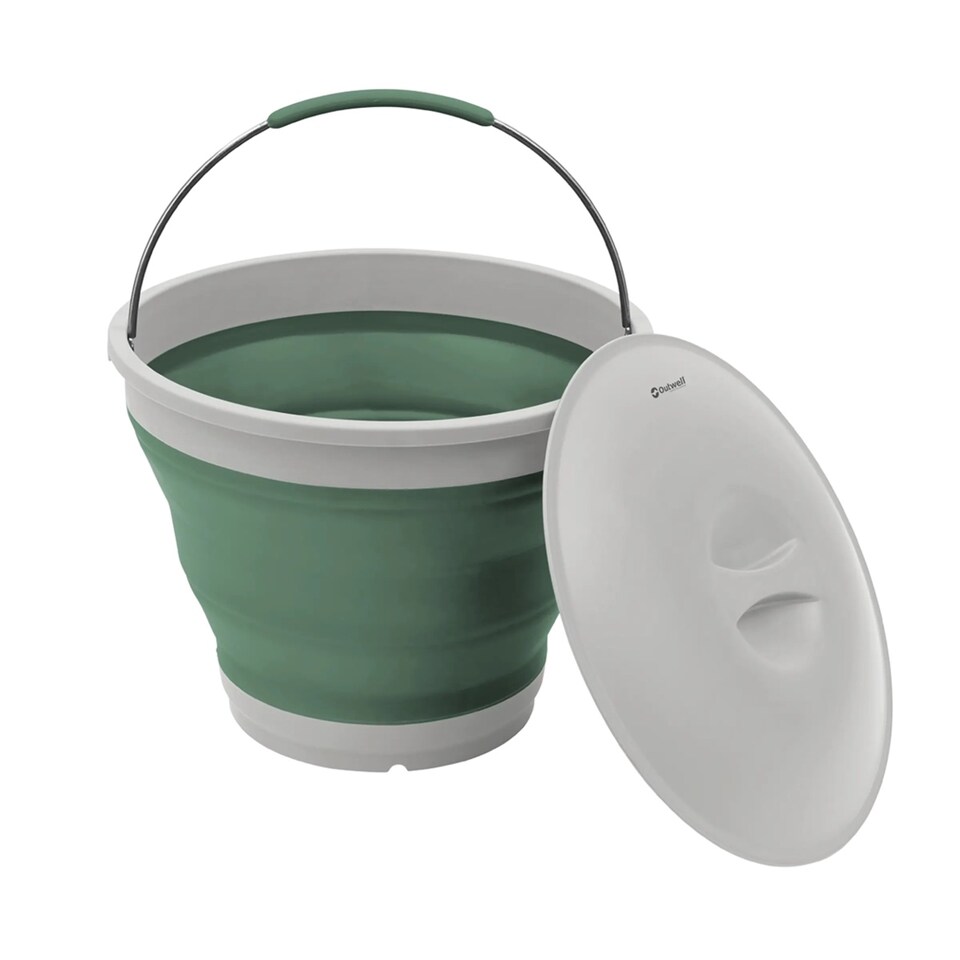 image 1 of Outwell Collaps Collapsible Folding Bucket - Round With Lid - Shadow Green