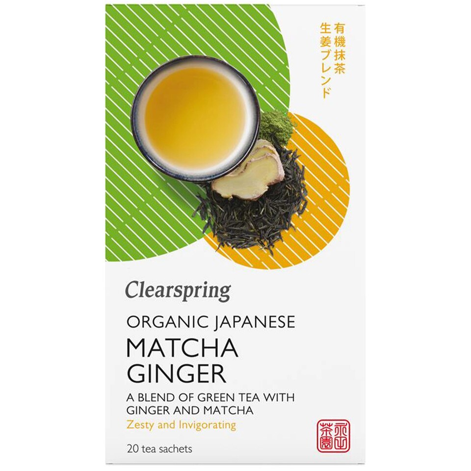 Organic Japanese Matcha Ginger 20 Tea Sachets (Clearspring) | Multi