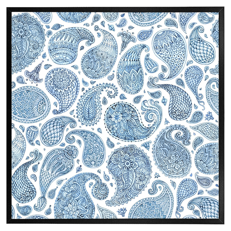 image 1 of Blue and white bo ho world (Picture Frame) White | XL