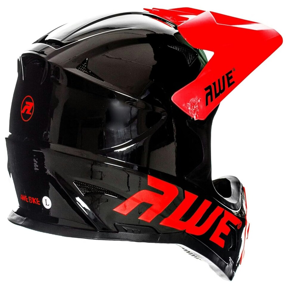 image 1 of AWEBlast BMX/Downhill/Full Face/Enduro Bike Helmet Black Red Large 58-60cm Black | L