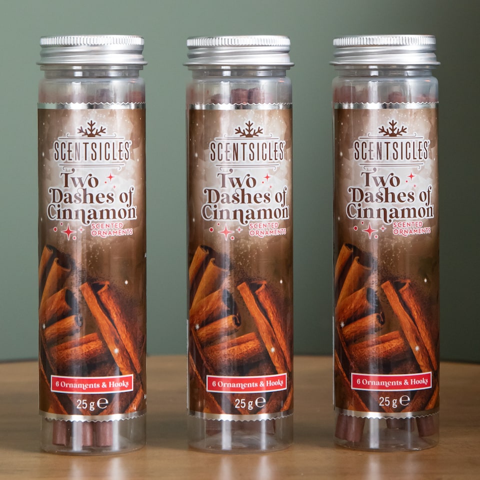 image 1 of 3 PACKS of 6 Scentsicles Scented Hanging Ornaments Sticks - Two Dashes of Cinnamon
