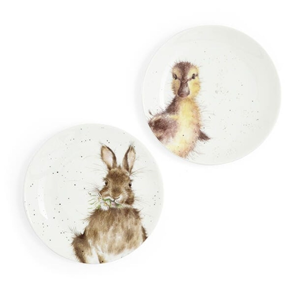 image 1 of Wrendale Designs Set of 2 Rabbit & Duck Coupe Plates