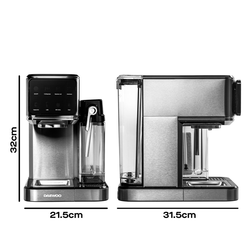 image 1 of Daewoo 20 Bar Espresso Coffee Machine with Milk Tank