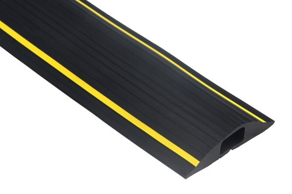 image 1 of The Ramp People Floor Cable Protector 2m 1 Channel 15mm x 5mm Black & Yellow Rubber