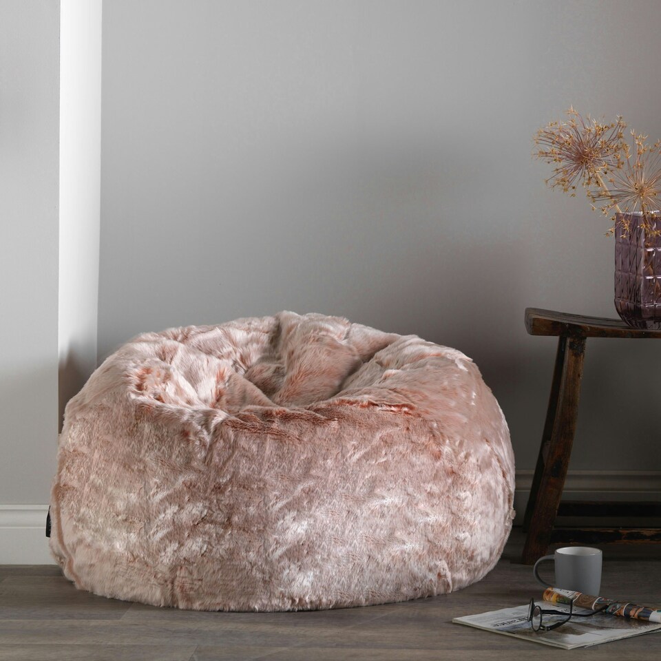 image 1 of icon Hacienda Classic Faux Fur Bean Bag Chair Light Pink Pink
