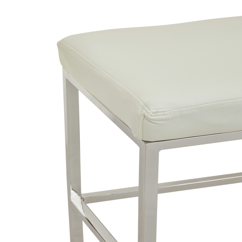image 1 of Interiors by Premier Baina White Pu And Chrome Finish Bar Stool