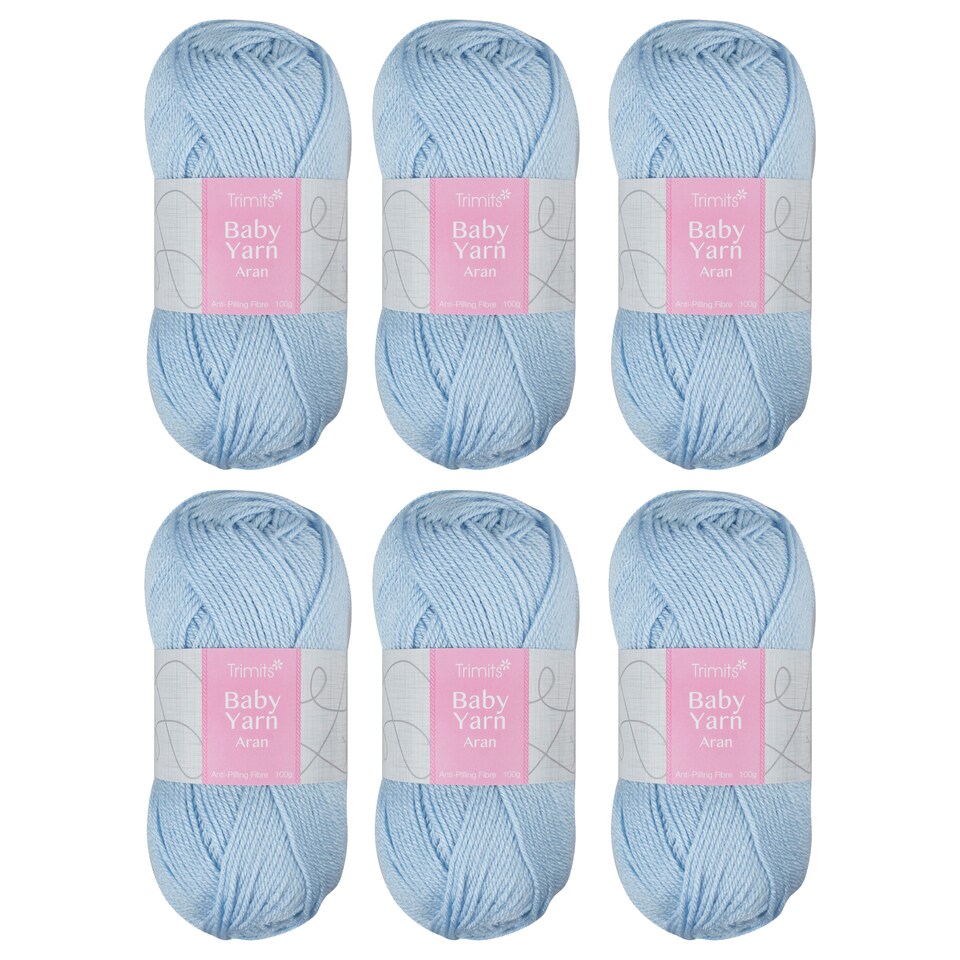 image 1 of Trimits Baby Aran Yarn 6 x 100g Acrylic Knitting & Crochet Wool Soft Anti Pilling Machine Washable OEKO-TEX