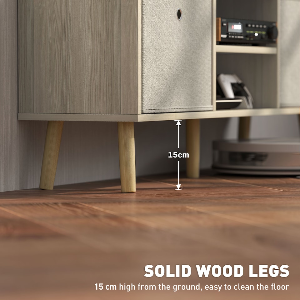 image 1 of HOMCOM TV Cabinet Stand Unit for TVs up to 50  Flat Screen with Foldable Drawers and Shelves, Entertainment Centre for Living Room, Bedroom Nature Wood Finish