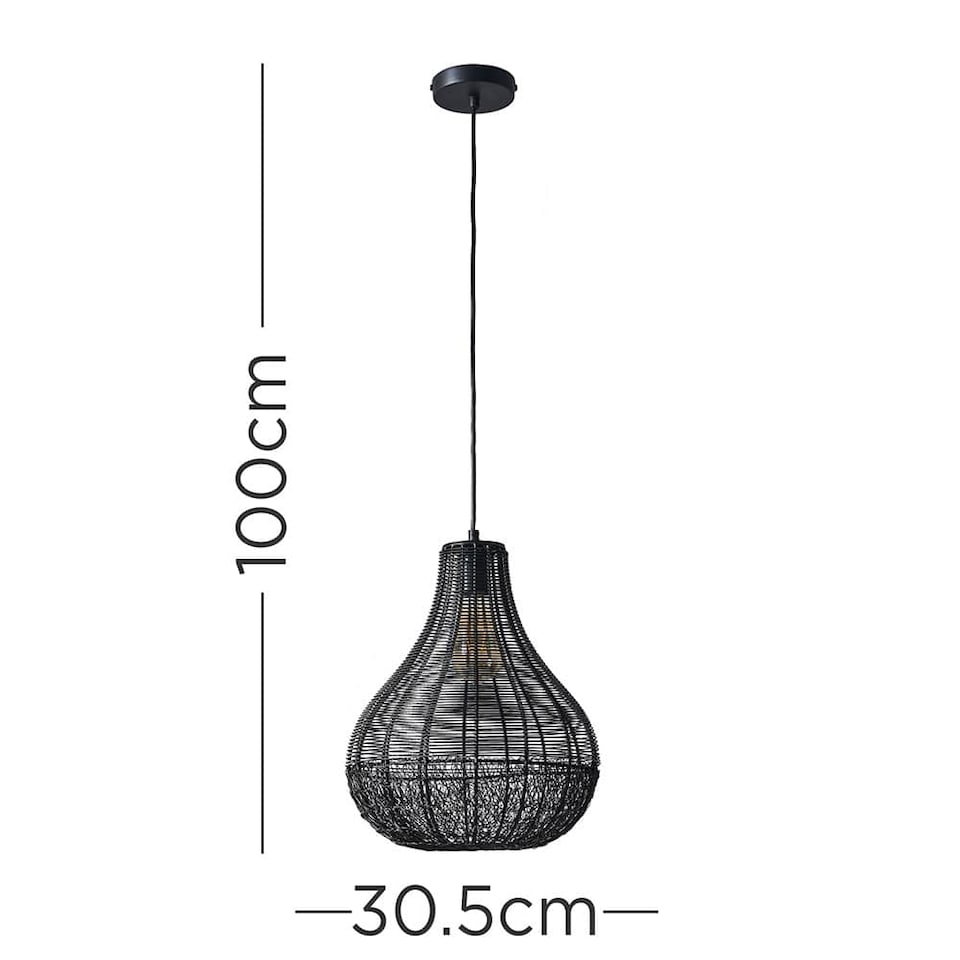 image 1 of ValueLights Torin Painted Black Pendant Light with Black Hourglass Shade | Black