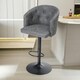 image 2 of 2PC Height Adjustable 360 Swivel Barstools Set With Backrest And Armrest Grey Grey