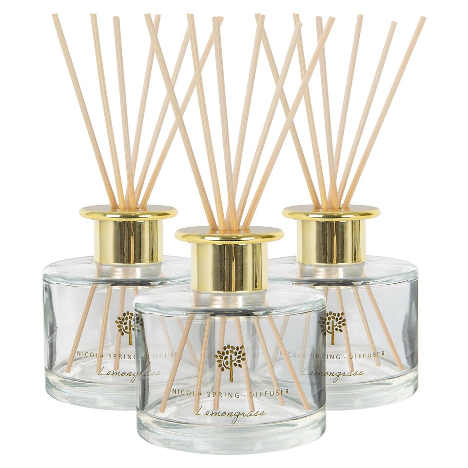 image 1 of Nicola Spring Glass Reed Diffusers - 200ml - Lemongrass - Pack of 3