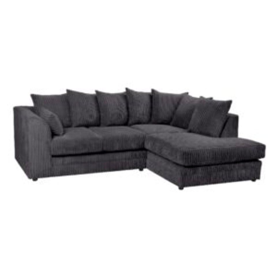 image 1 of Rivoli L Shape Corner Sofa in Jumbo Cord - Left Hand Facing Chaise Black