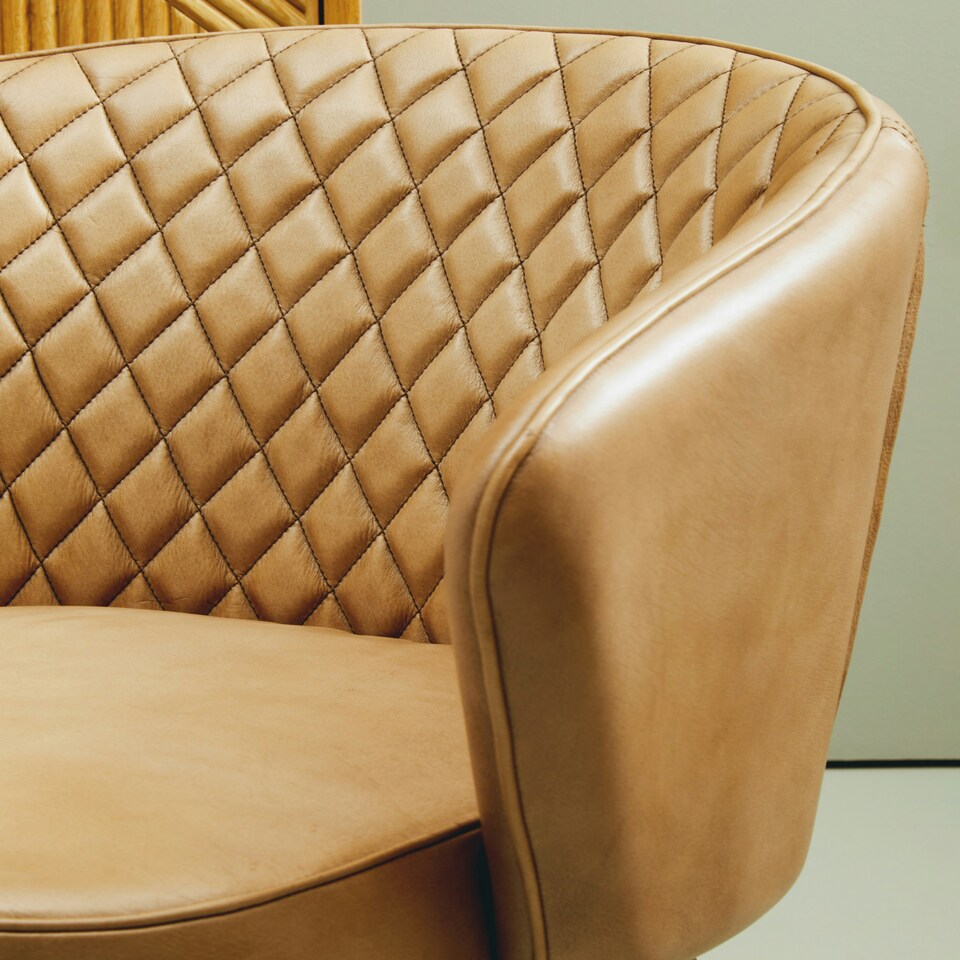image 1 of Interiors by Premier Grey Leather Chair With Gold Finish Legs Grey