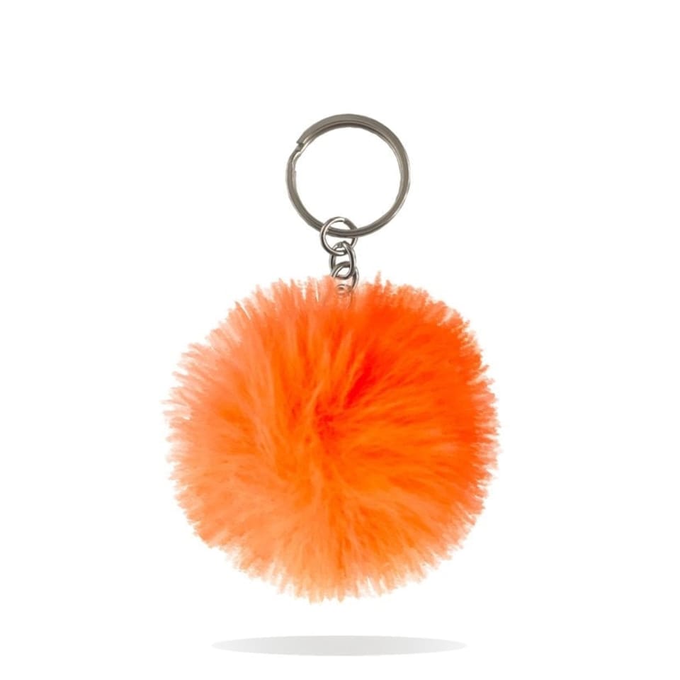image 1 of Bottlesoc Faux Fur Pompom Keychain Sunset Orange