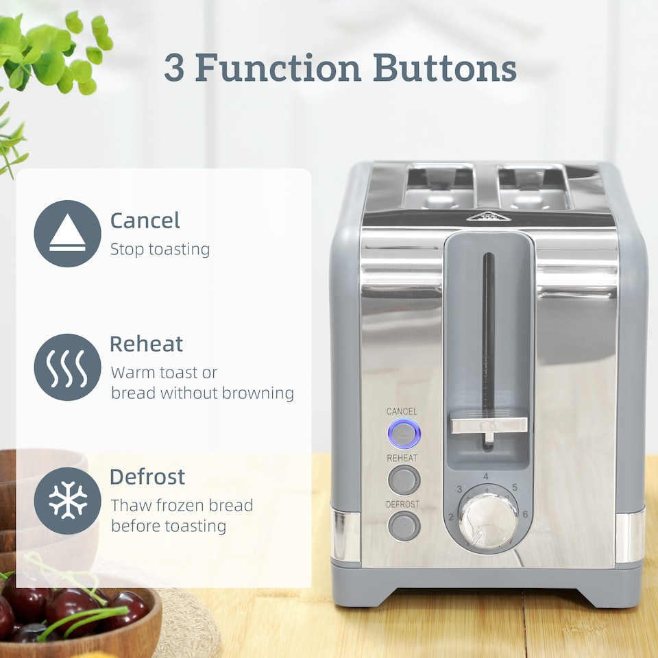 image 1 of HOMCOM Kettle and Toaster Set, 1.7L 3000W Rapid Boil Jug Kettle with Otter Thermostat, Limescale Filter, 2 Slice Toaster with 7 Browning Controls, Crumb Tray, Grey | Grey