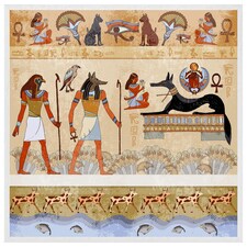 Egyptian mythelogical drawings (Picutre Frame) White | XS