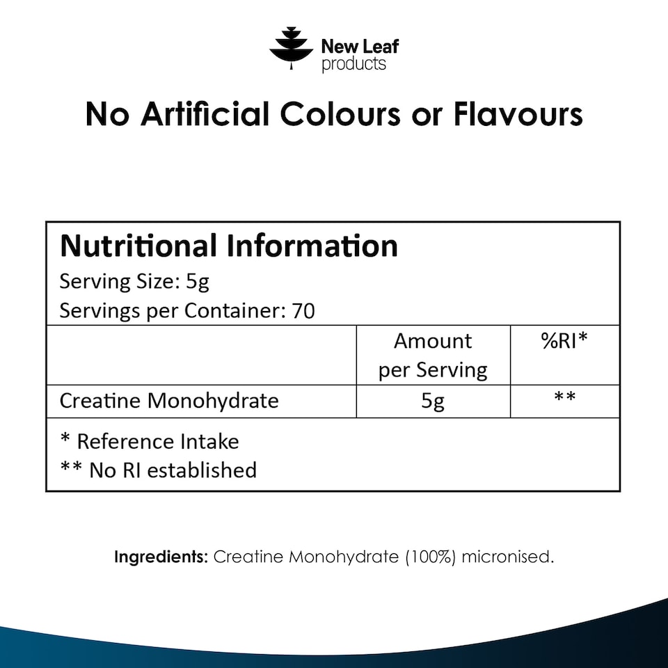 image 1 of New Leaf Creatine Monohydrate Powder 350g, Pure Micronized Powder Vegan