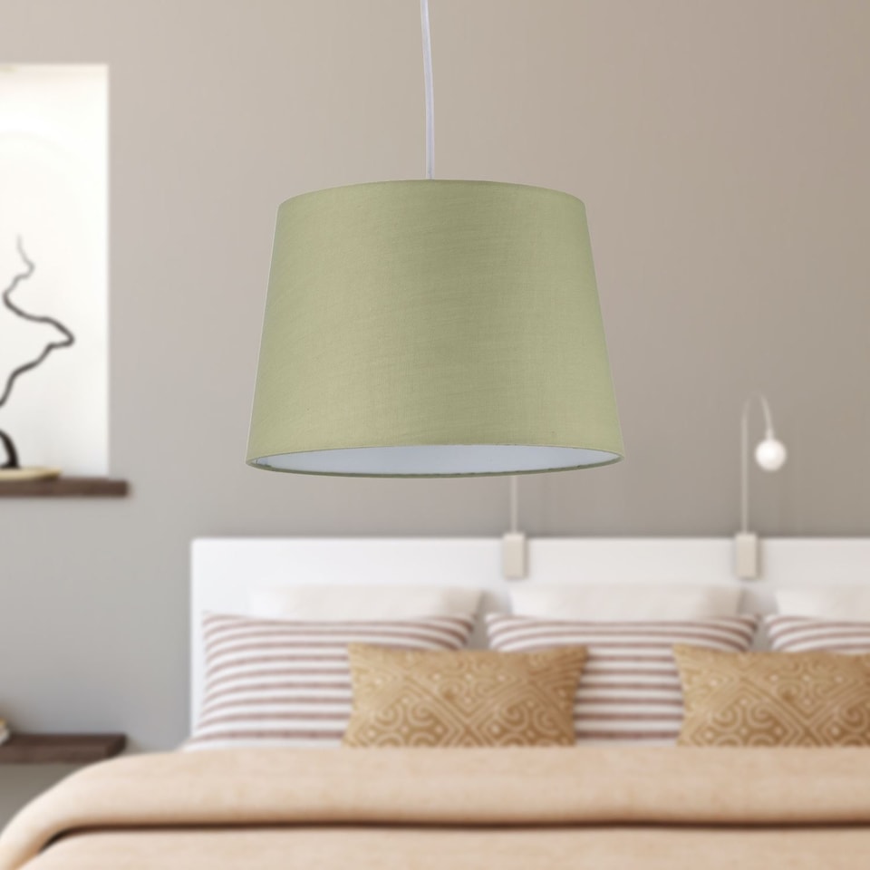 image 1 of Sage Green Cotton 28cm Taper Cylinder Pendant or Lamp Shade | Green | Medium | 1