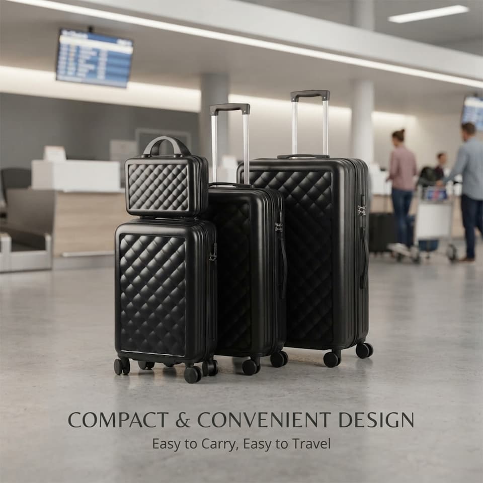 image 1 of Alivio 4Pc Hard Shell Suitcase ABS Luggage Travel Trolley with Telescopic Handle & TSA Lock