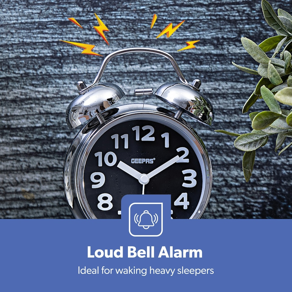 image 1 of GEEPAS Retro Alarm Clock, Black Black