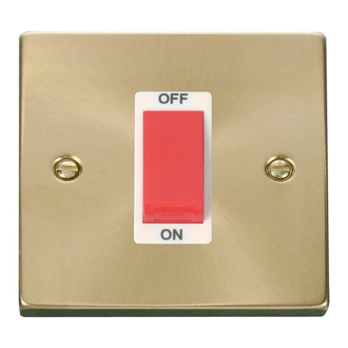 SE HOME Satin Brushed Brass 1 Gang Size 45A Switch Gold Satin Brass