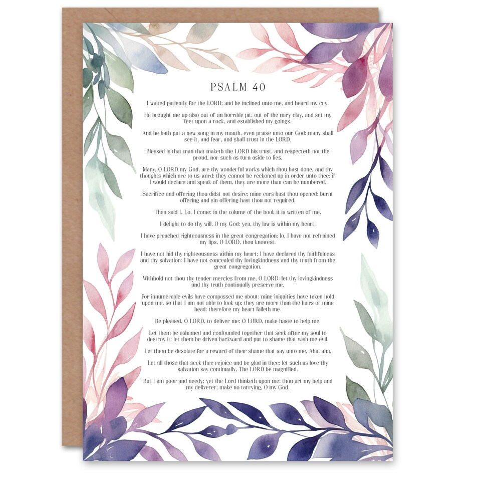 image 1 of Psalm 40 Waited Patiently for the Lord Old Testament Christian Birthday Card