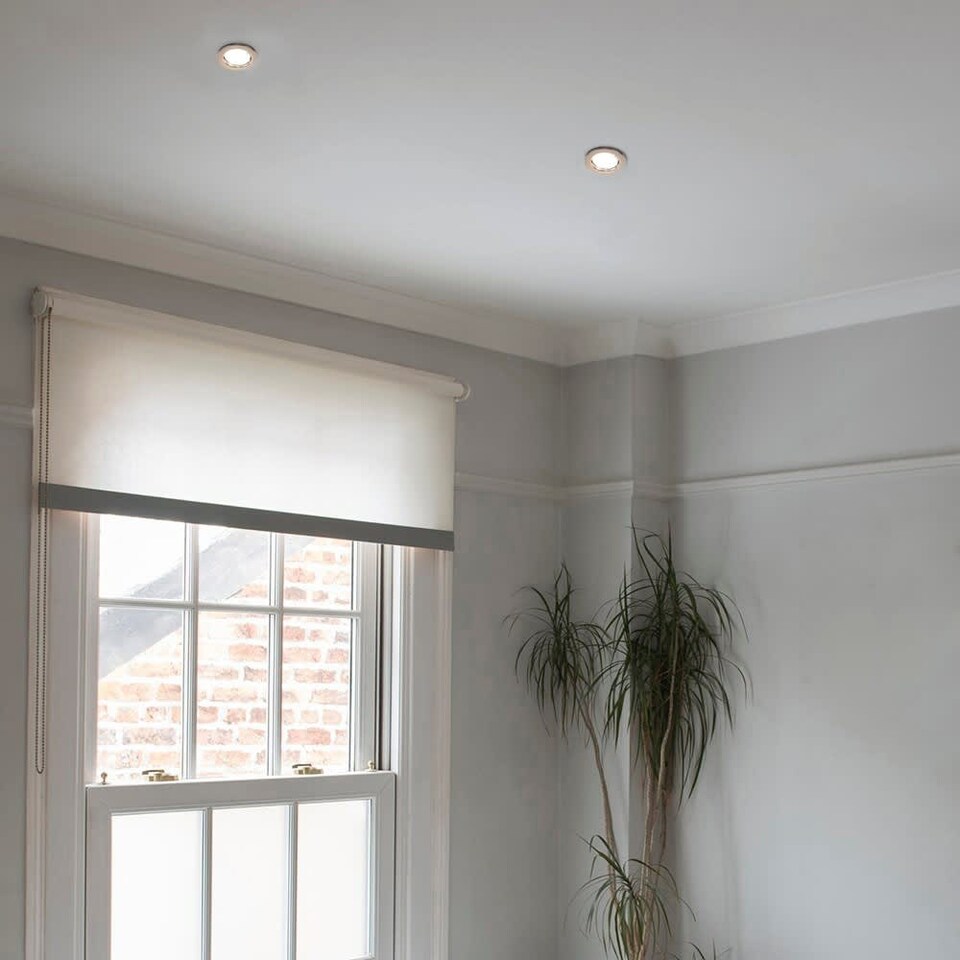 image 1 of ValueLights 6 Pack Fire Rated Black Chrome Downlights Cool White Bulbs | Black