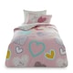 image 1 of VELVETIO Hearts Duvet Cover Set Reversible Polycotton Kids Beddings Pink | Single