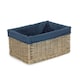 image 1 of Antique Wash Navy Cotton Lined Willow Storage Basket Blue | M