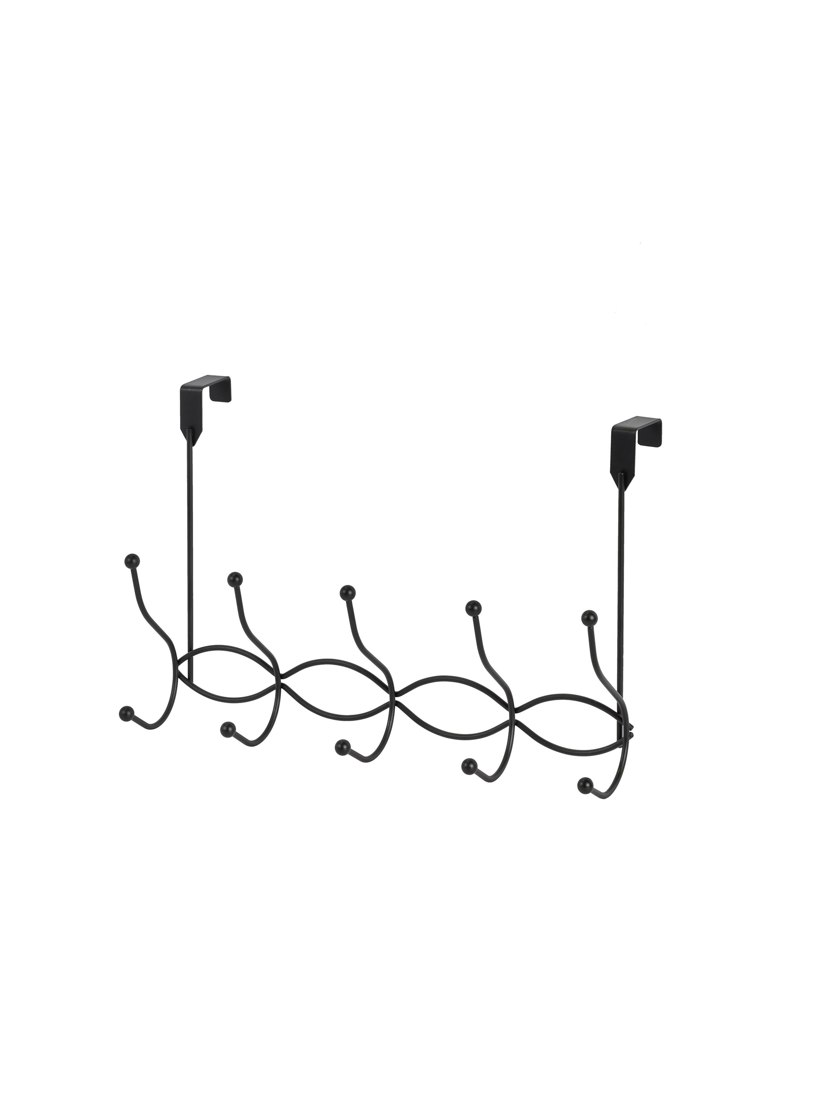 Showerdrape Waves Black Over Door Storage Hooks | Black | Black