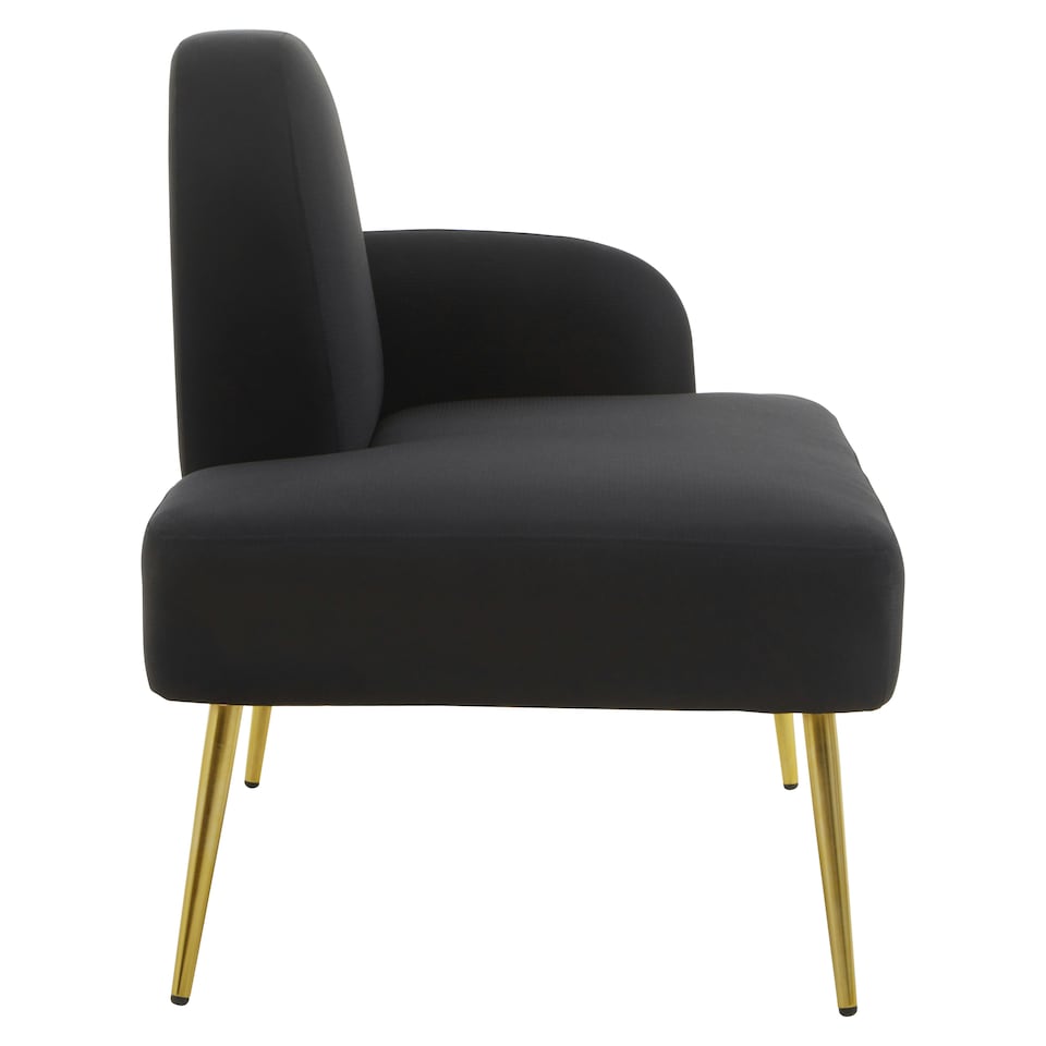 image 1 of Interiors by Premier Black Left Arm Chaise Lounge, Modern Luxury Black and Gold Chaise Lounge, Contemporary Chaise Lounge Sofa