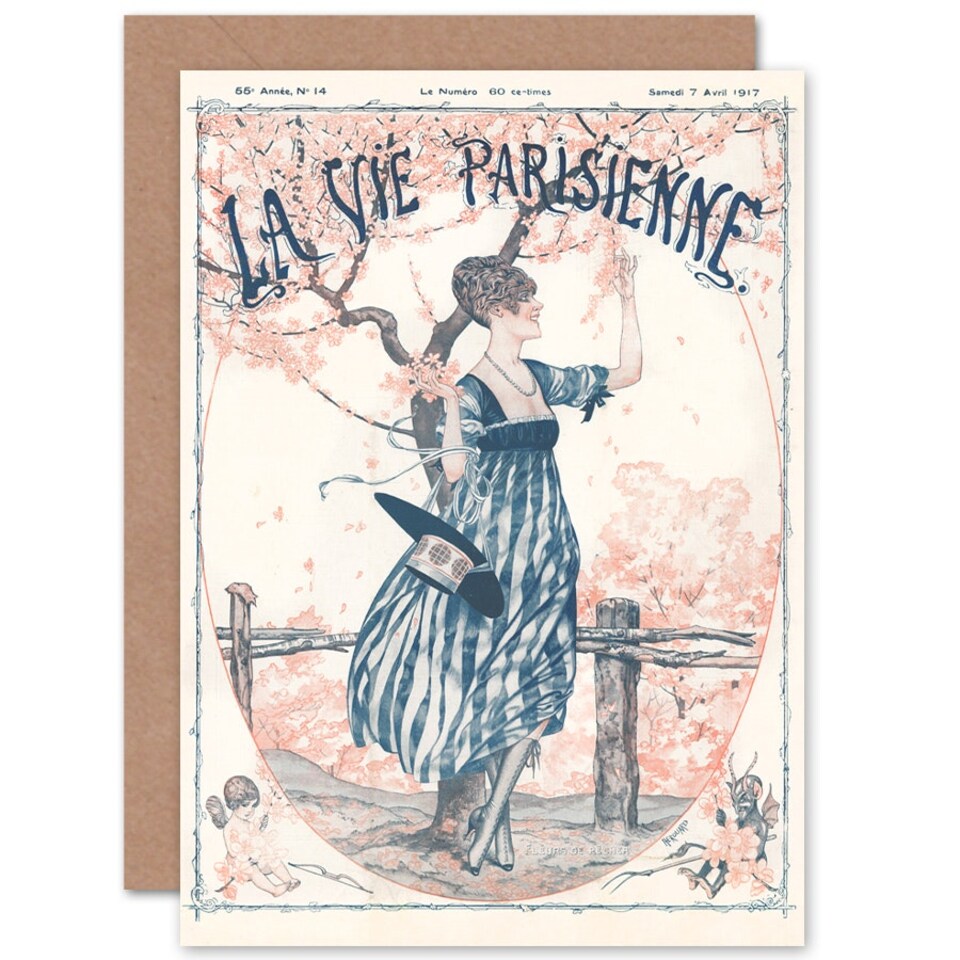 image 1 of La Vie Parisienne French Magazine Peach Tree Flowers France Paris Card