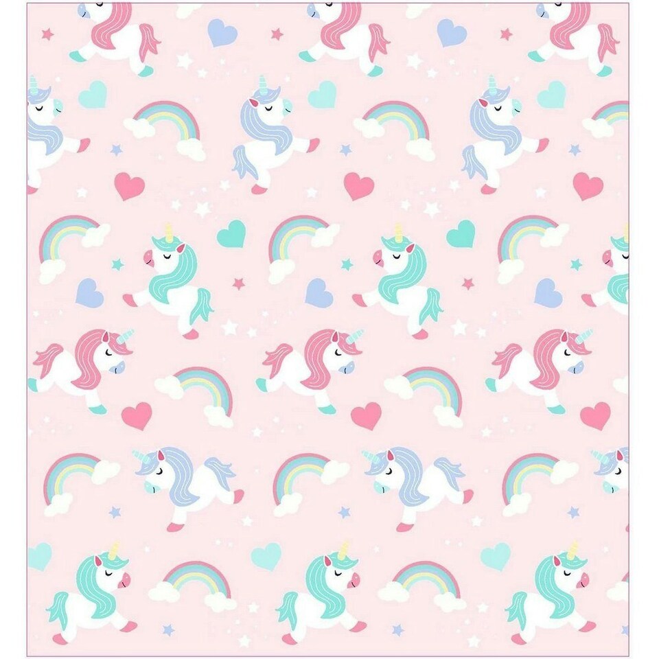 image 1 of I Believe In Unicorns Lined Curtains (Pack Of 2) - Pink - 54in x 66in Pink