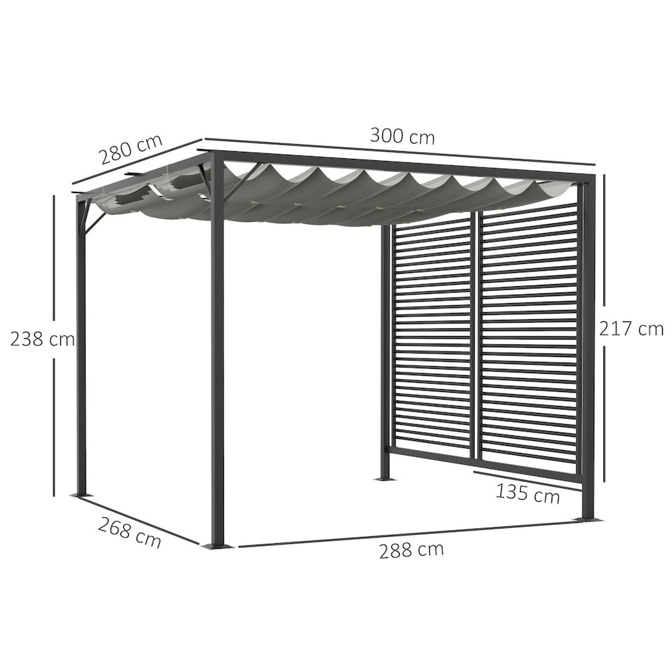 image 1 of Outsunny Metal Pergola Patio Sun Shelter Grape Tent Retractable Canopy UV Cut