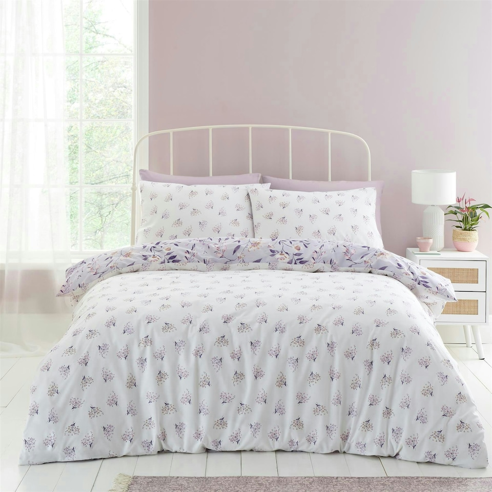 image 1 of Catherine Lansfield Isadora Floral Lilac Duvet Cover Set Purple | King