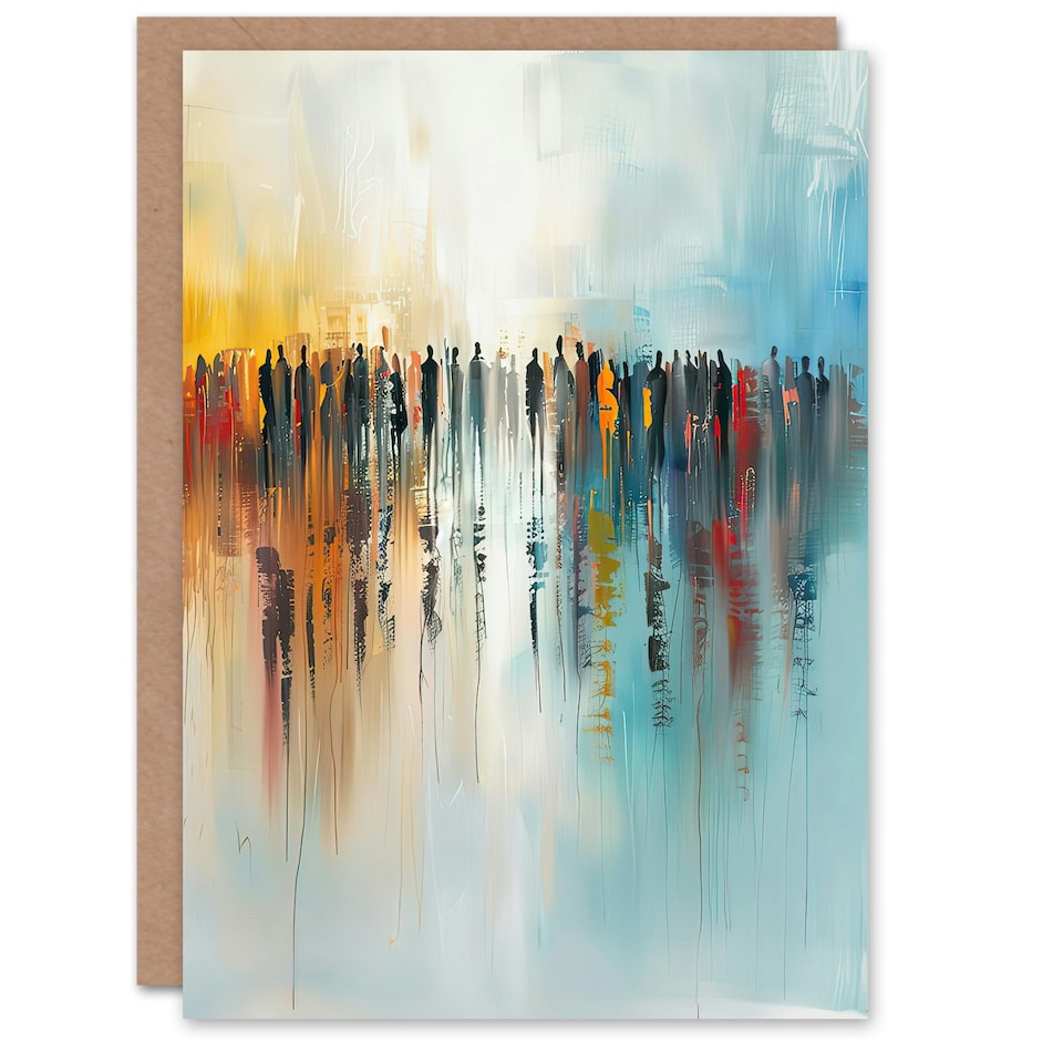 image 1 of Crowd People Colourful Misty Abstract Him Her Birthday Card