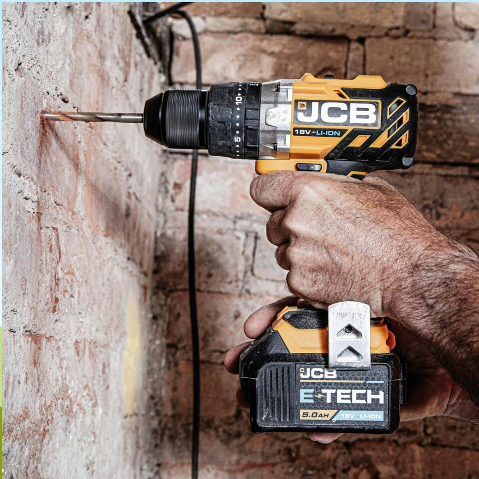 image 1 of JCB 18V 65Nm Brushless, Variable Speed Combi Drill with 5.0Ah Li-ion Battery & 2.4A Charger | JCB-18BLCD-5X-B