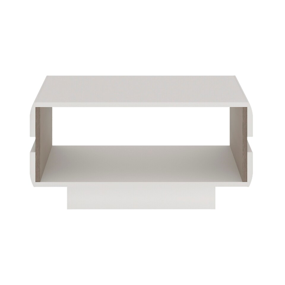 image 1 of Chelsea Living Small Designer Coffee Table in White with a Truffle Oak Trim