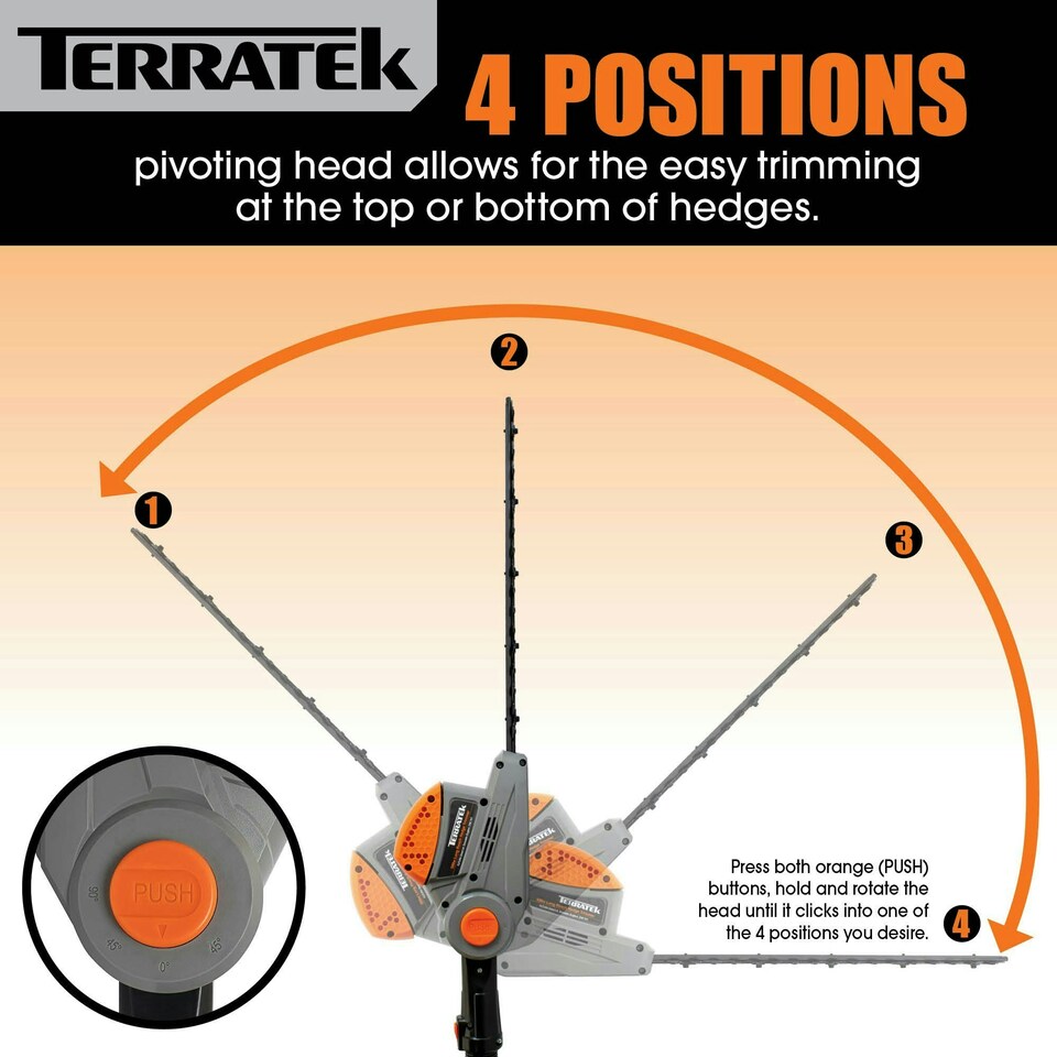 image 1 of Terratek 550W 2.5m Electric Long Reach Hedge Trimmer | Grey | Grey | 1