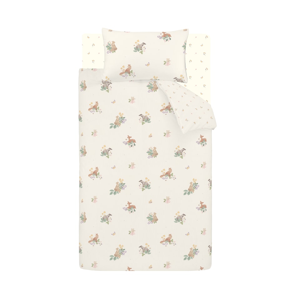 image 1 of Catherine Lansfield Brushed Forest Friends Reversible Duvet Cover Set