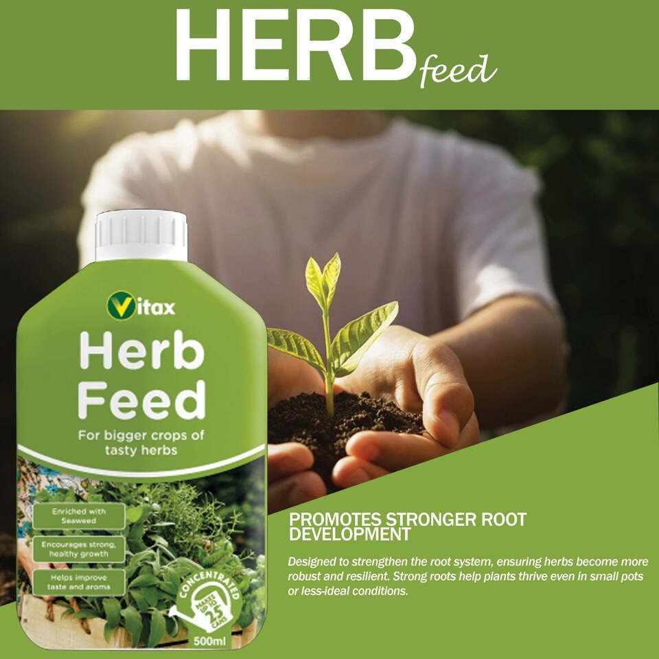 image 1 of Vitax Liquid Herb Feed 500ml Fast-Acting Seaweed Enriched Nutrient Formula for Bigger Healthier Flavourful Herbs