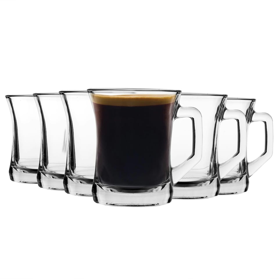 image 1 of LAV Zen+ Glass Coffee Mugs - 225ml - Clear - Pack of 6 Clear