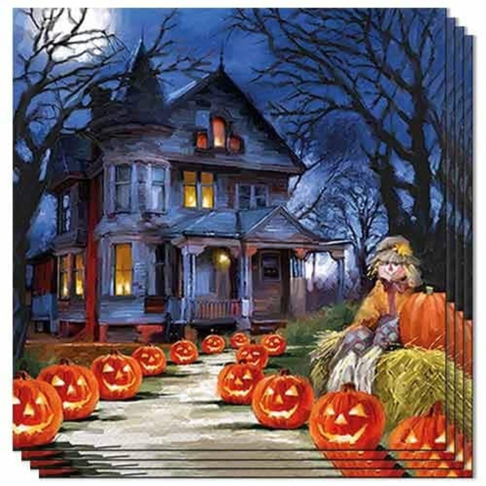 Spooky Halloween Scene Paper Luncheon Napkins 3 Ply 33cm - Pack of 20 | Multi
