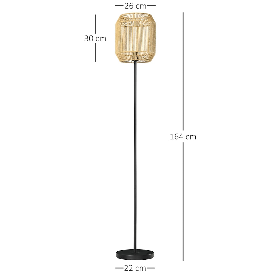 image 1 of HOMCOM Farmhouse Floor Lamp for Living Room Bedroom with Rattan Wicker, Natural