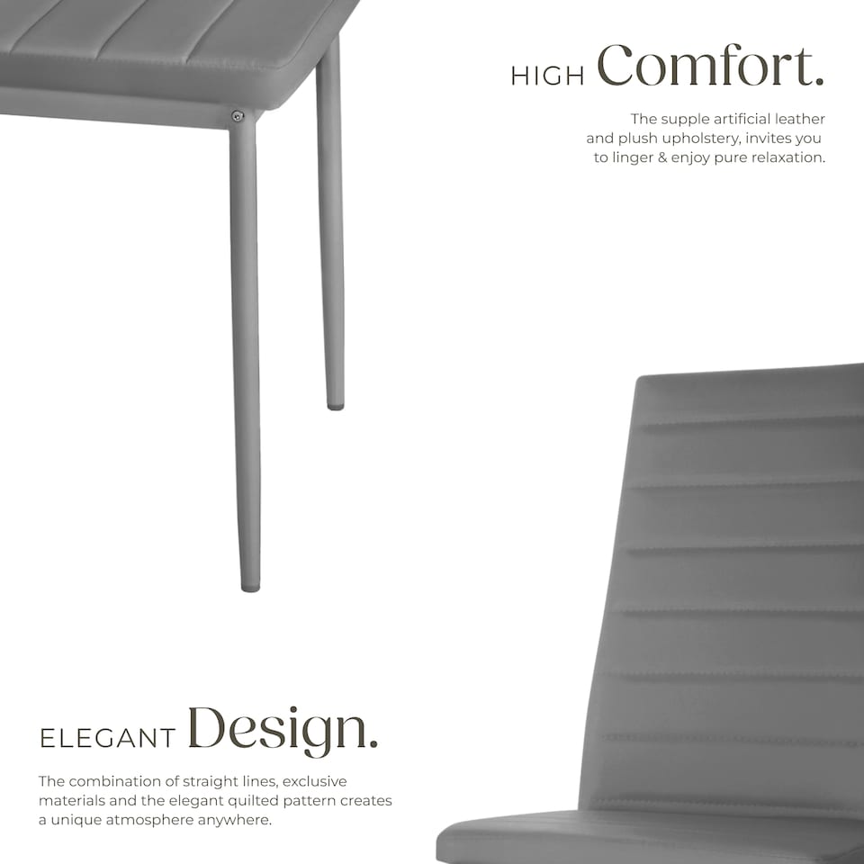 image 1 of Dining Chairs - high backrest, padded, synthetic leather | Grey | grey | 6