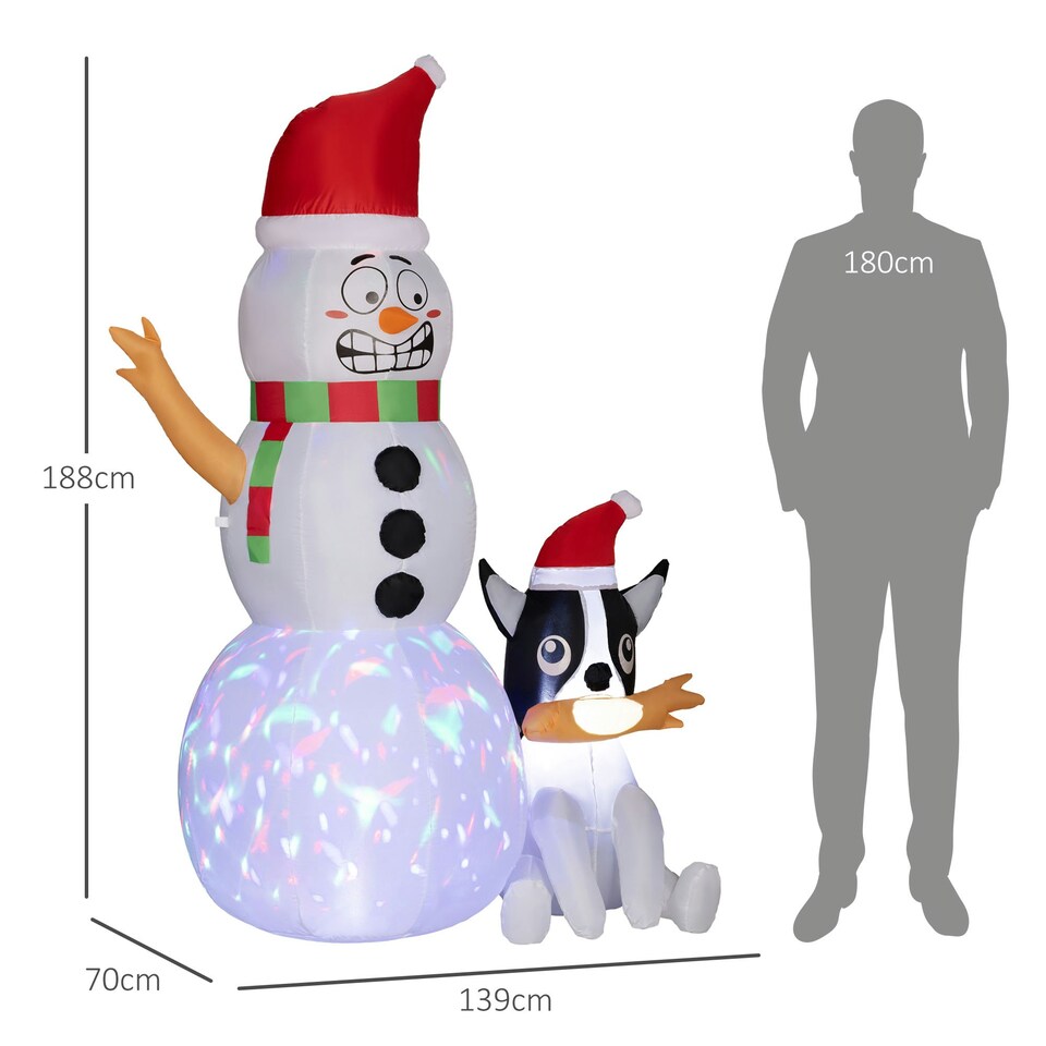 image 1 of Outsunny 6.2FT Christmas Blow Up Snowman with Dog for Garden Party Outdoor