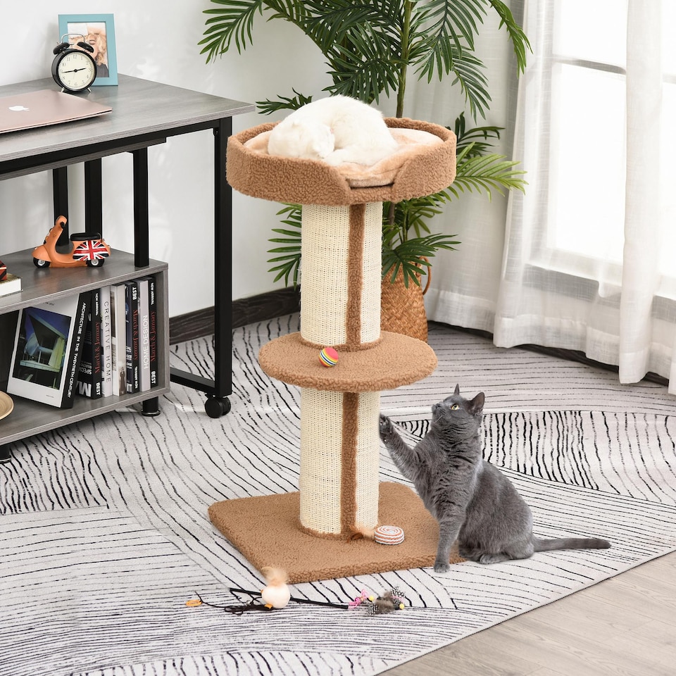 image 1 of PawHut 91cm Scratching Posts Cat Tree Activity Centre for Indoor Cats