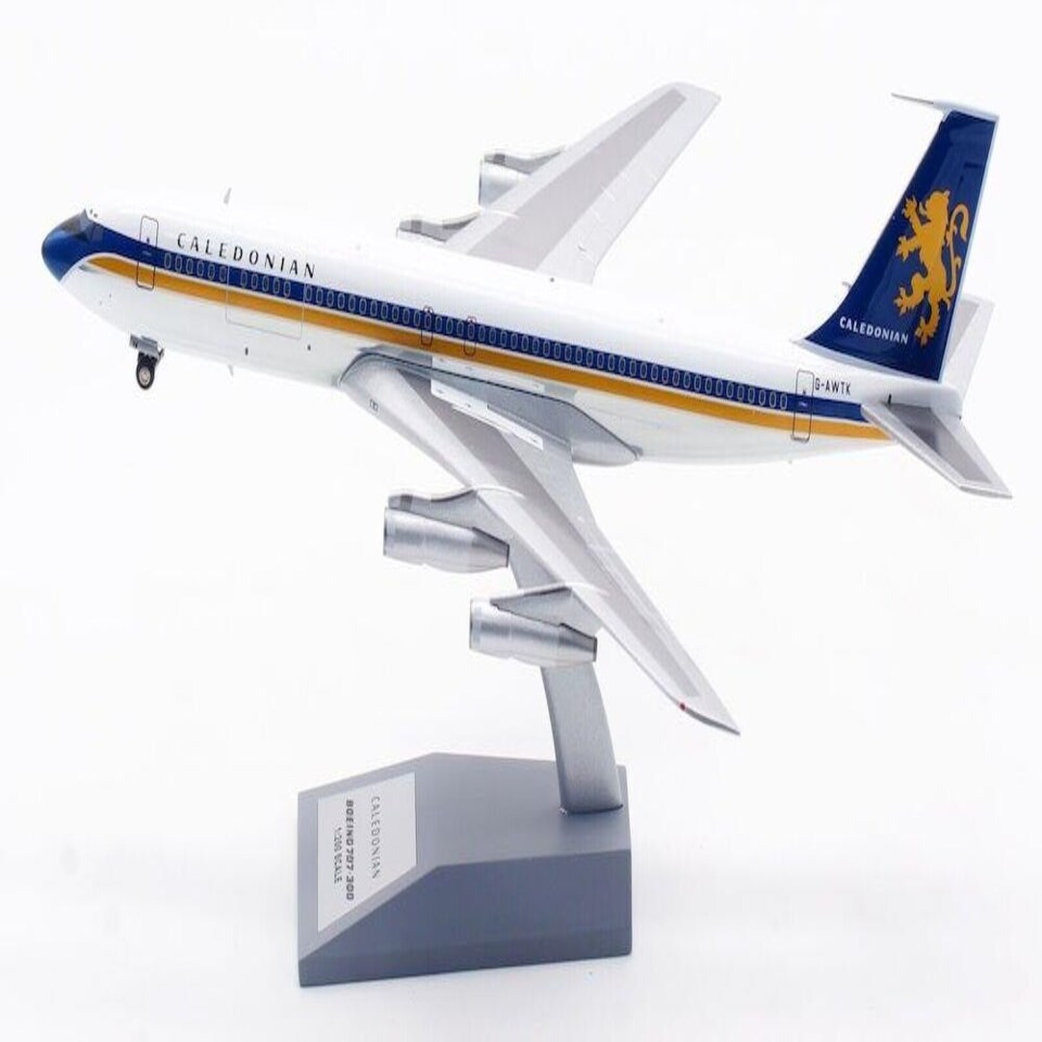 Caledonian Airways Boeing 707-349C G-AWTK With Stand 1:200 Scale Inflight200 IF707CD1023P