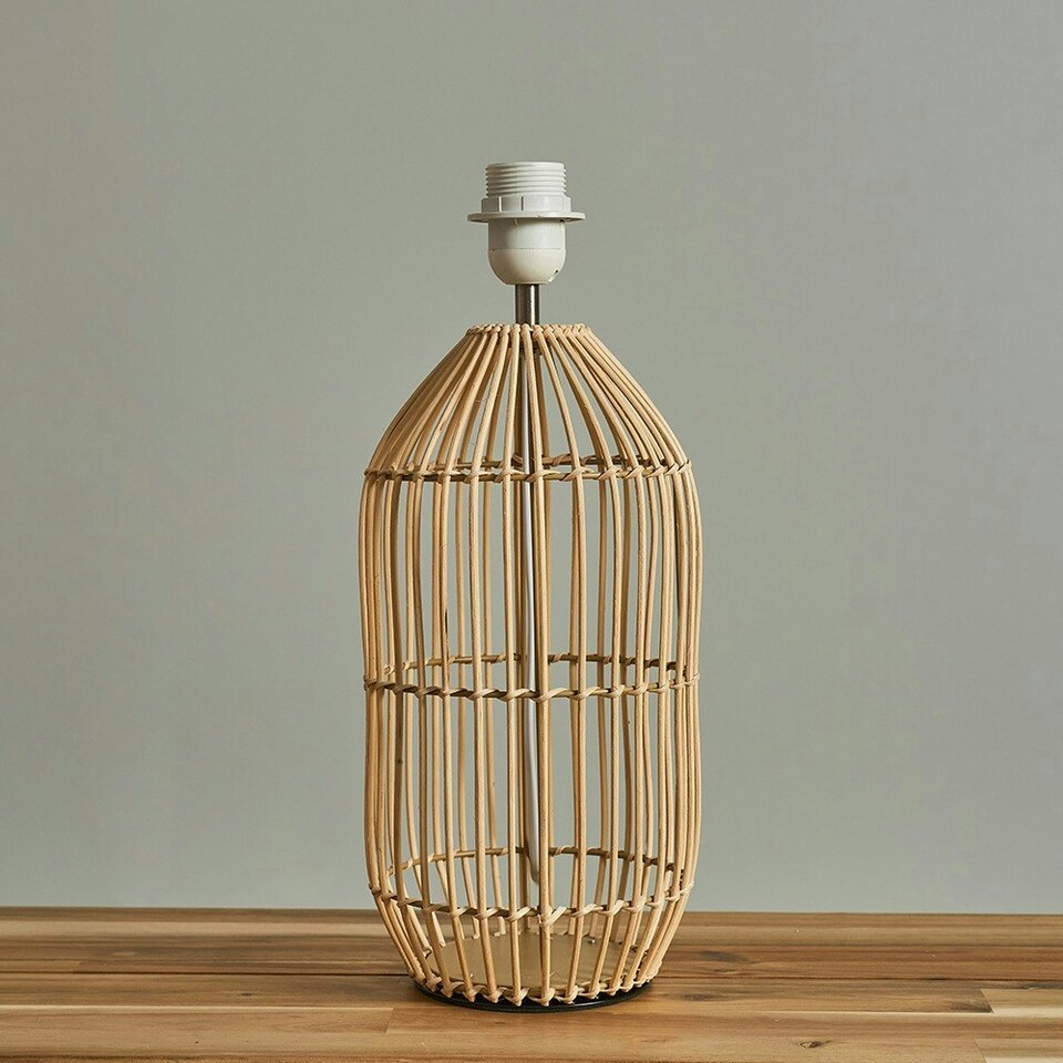 image 1 of ValueLights Contemporary Large Natural Rattan Cylinder Table Lamp Base