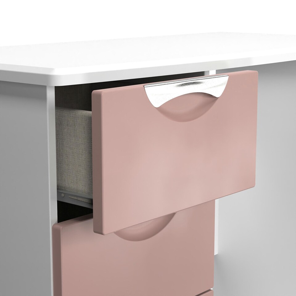 image 1 of Holborn 3 Drawer Vanity in Kobe Pink & White (Ready Assembled) | Pink | Kobe Pink & White